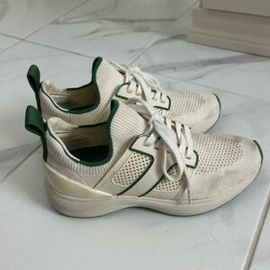 Tory Burch White and Green Sneakers